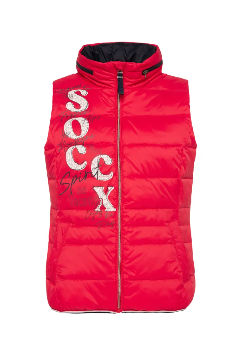 Best CAMP DAVID & SOCCX Steppweste mit Kapuze im Stehkragen clear red clearred