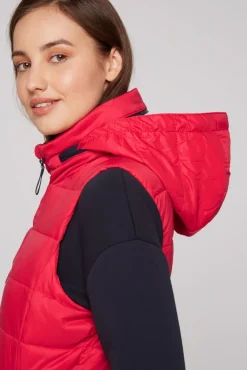 Best CAMP DAVID & SOCCX Steppweste mit Kapuze im Stehkragen clear red clearred