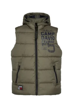 Online CAMP DAVID & SOCCX Steppweste mit Kapuze und Rücken-Print medium khaki mediumkhaki