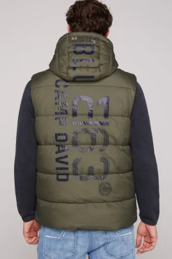 Online CAMP DAVID & SOCCX Steppweste mit Kapuze und Rücken-Print medium khaki mediumkhaki
