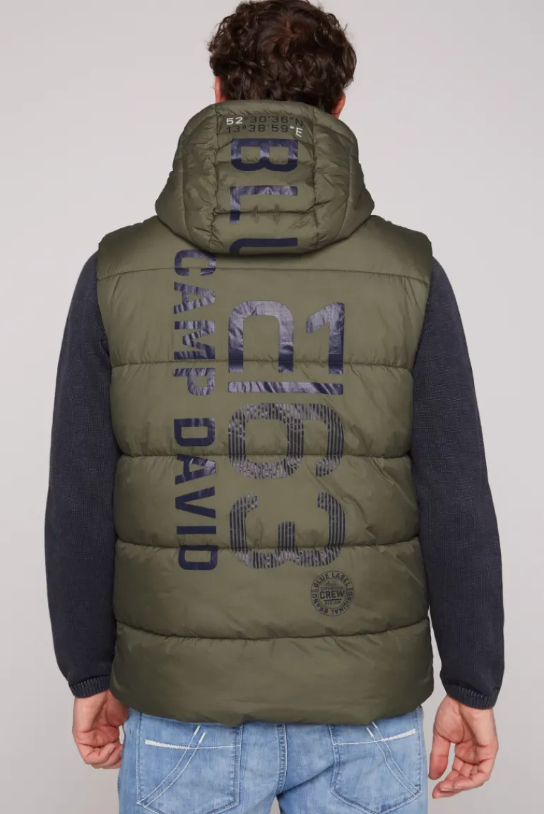 Online CAMP DAVID & SOCCX Steppweste mit Kapuze und Rücken-Print medium khaki mediumkhaki