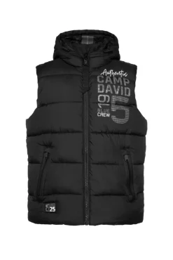 Discount CAMP DAVID & SOCCX Steppweste mit Kapuze und Rücken-Print black