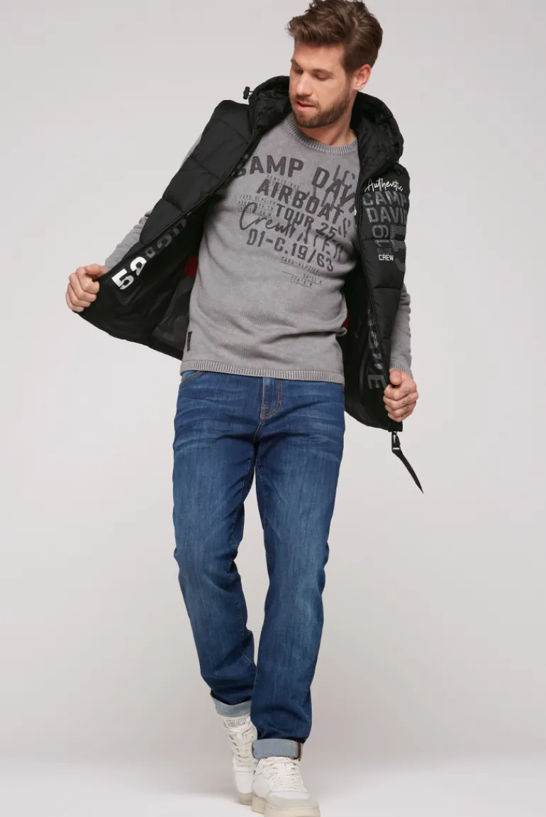 Discount CAMP DAVID & SOCCX Steppweste mit Kapuze und Rücken-Print black