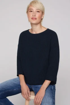Best Sale CAMP DAVID & SOCCX Stone Washed Pullover mit Intarsia-Design blue navy bluenavy