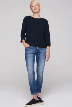Best Sale CAMP DAVID & SOCCX Stone Washed Pullover mit Intarsia-Design blue navy bluenavy