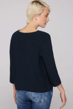 Best Sale CAMP DAVID & SOCCX Stone Washed Pullover mit Intarsia-Design blue navy bluenavy