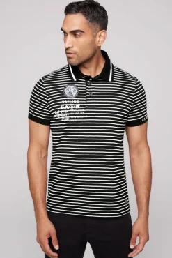 Cheap CAMP DAVID & SOCCX Streifen-Polo mit Logo Details black