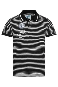 Cheap CAMP DAVID & SOCCX Streifen-Polo mit Logo Details black