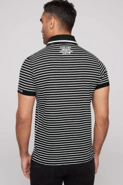 Cheap CAMP DAVID & SOCCX Streifen-Polo mit Logo Details black