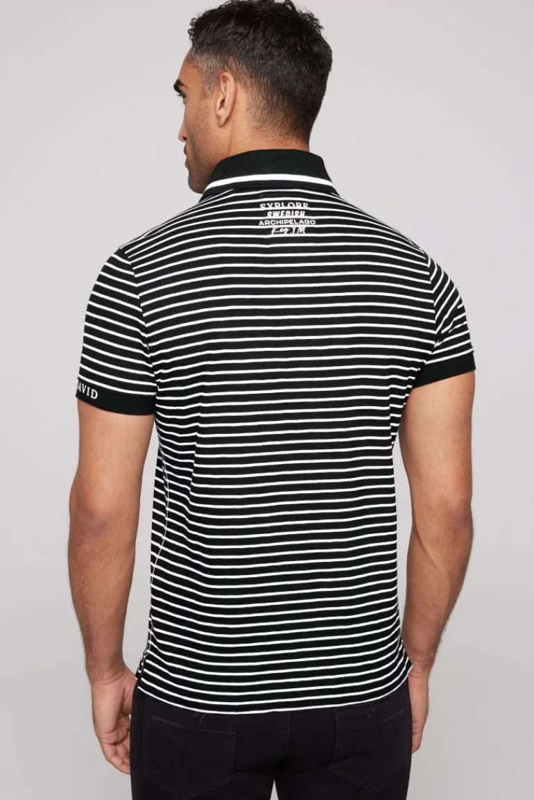 Cheap CAMP DAVID & SOCCX Streifen-Polo mit Logo Details black