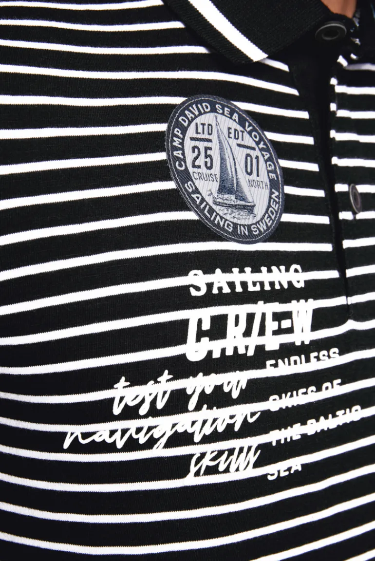 Cheap CAMP DAVID & SOCCX Streifen-Polo mit Logo Details black