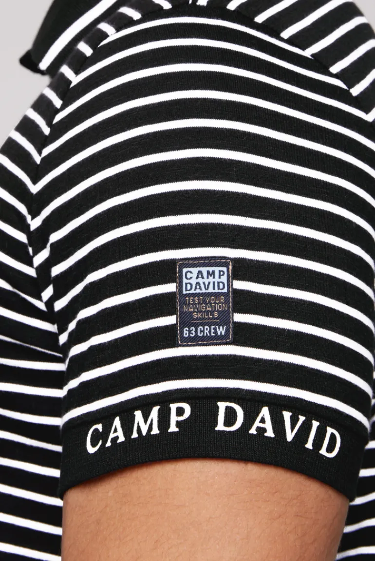 Cheap CAMP DAVID & SOCCX Streifen-Polo mit Logo Details black