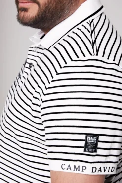 Sale CAMP DAVID & SOCCX Streifen-Polo mit Logo Details opticwhite