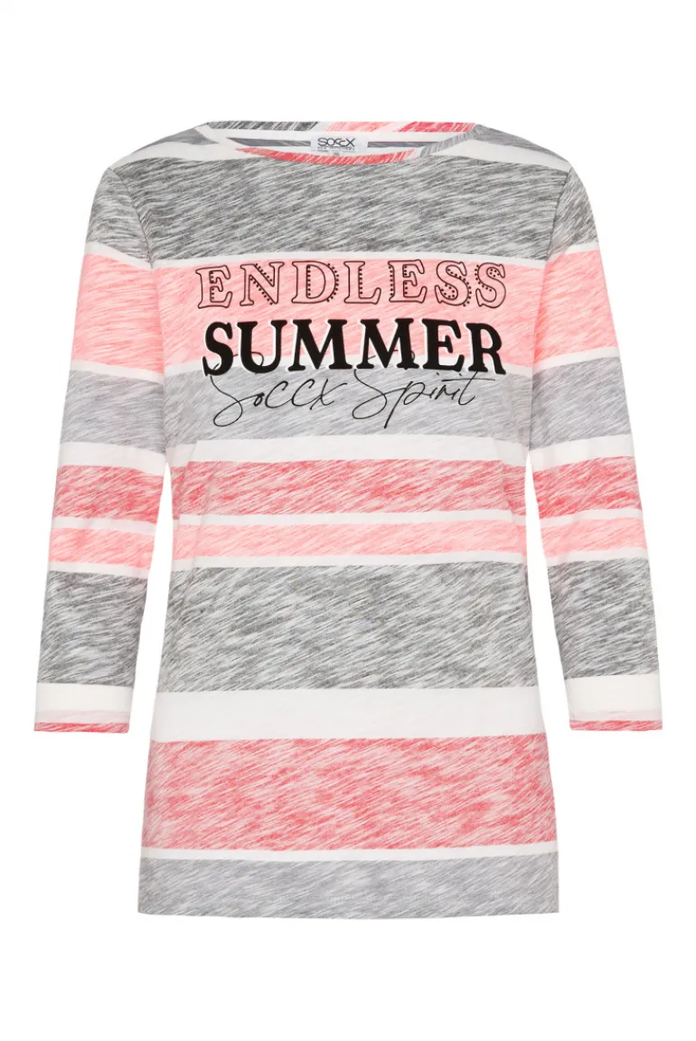 Cheap CAMP DAVID & SOCCX Streifenshirt mit U-Boot-Ausschnitt neon pink neonpink