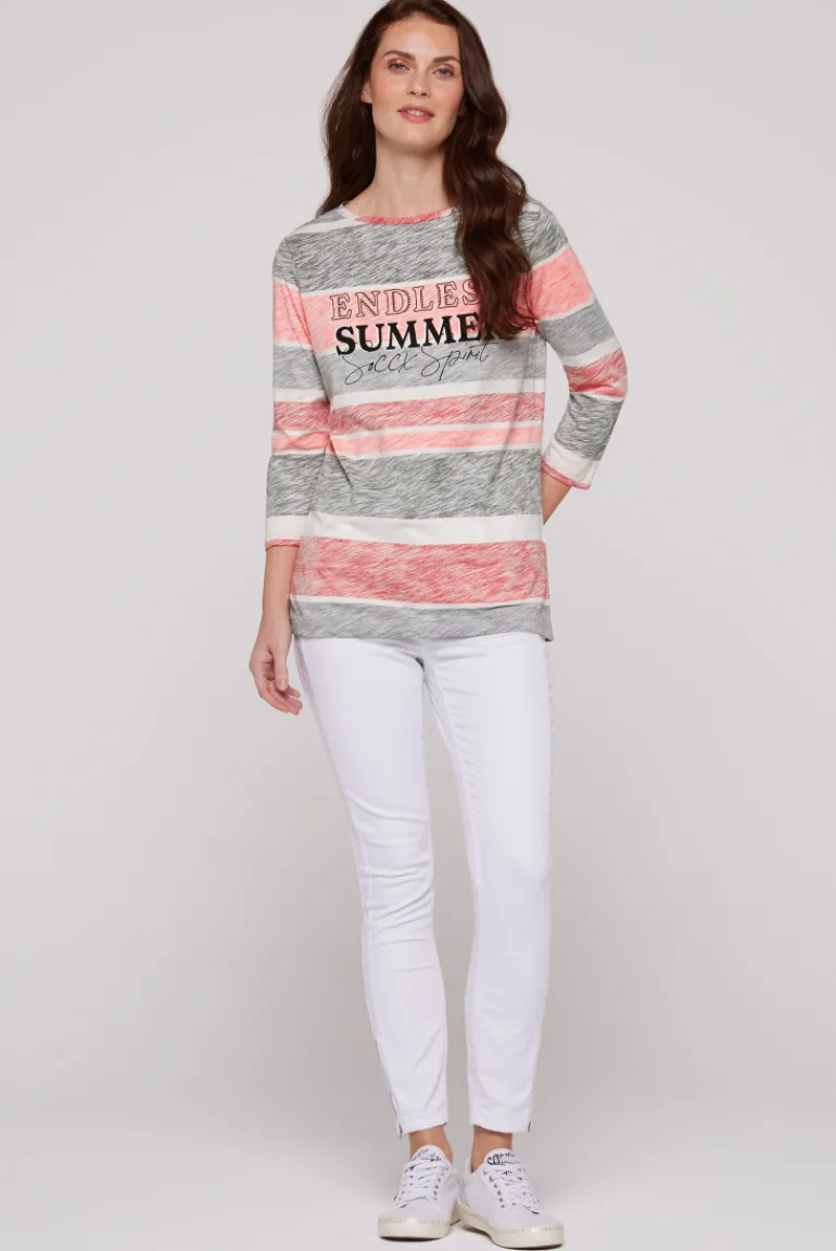 Cheap CAMP DAVID & SOCCX Streifenshirt mit U-Boot-Ausschnitt neon pink neonpink