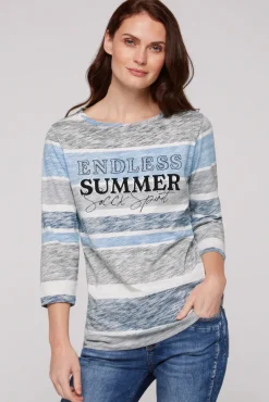 Cheap CAMP DAVID & SOCCX Streifenshirt mit U-Boot-Ausschnitt airy blue airyblue