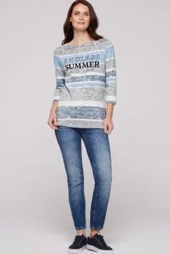 Cheap CAMP DAVID & SOCCX Streifenshirt mit U-Boot-Ausschnitt airy blue airyblue