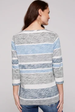 Cheap CAMP DAVID & SOCCX Streifenshirt mit U-Boot-Ausschnitt airy blue airyblue