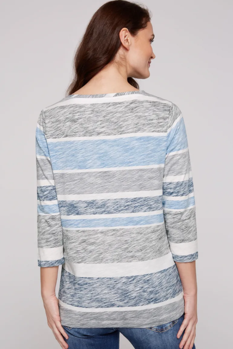 Cheap CAMP DAVID & SOCCX Streifenshirt mit U-Boot-Ausschnitt airy blue airyblue