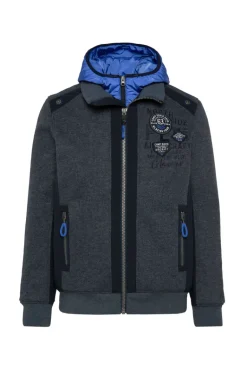Online CAMP DAVID & SOCCX Strickfleecejacke mit abtrennbaren Kapuzen-Einsatz blue navy melange bluenavymelange