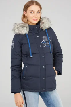 Cheap CAMP DAVID & SOCCX Strukturierte Jacke mit Artwork und Fake Fur nautic navy nauticnavy