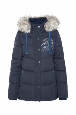 Cheap CAMP DAVID & SOCCX Strukturierte Jacke mit Artwork und Fake Fur nautic navy nauticnavy