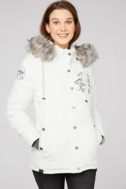 Sale CAMP DAVID & SOCCX Strukturierte Jacke mit Artwork und Fake Fur ivory