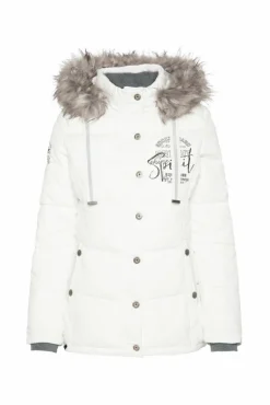 Sale CAMP DAVID & SOCCX Strukturierte Jacke mit Artwork und Fake Fur ivory