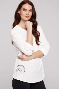 Flash Sale CAMP DAVID & SOCCX Strukturierte Langarmbluse mit Tunika-Ausschnitt ivory