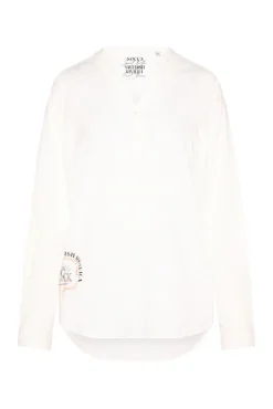 Flash Sale CAMP DAVID & SOCCX Strukturierte Langarmbluse mit Tunika-Ausschnitt ivory