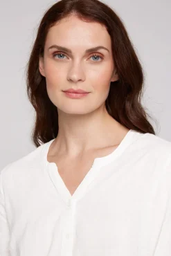Flash Sale CAMP DAVID & SOCCX Strukturierte Langarmbluse mit Tunika-Ausschnitt ivory
