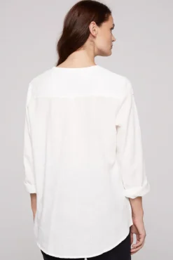 Flash Sale CAMP DAVID & SOCCX Strukturierte Langarmbluse mit Tunika-Ausschnitt ivory