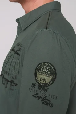 Fashion CAMP DAVID & SOCCX Strukturiertes Langarmhemd mit Logo Artworks deep forest deepforest