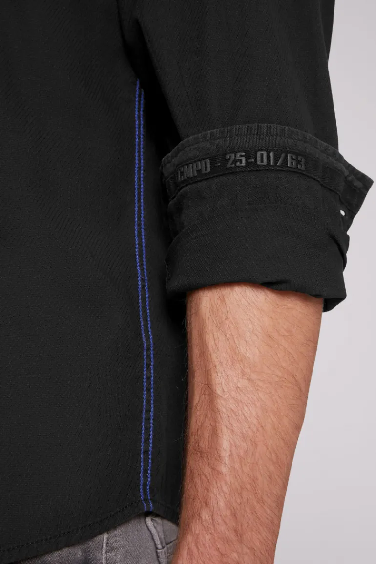 Best Sale CAMP DAVID & SOCCX Strukturiertes Langarmhemd mit Logo Artworks black