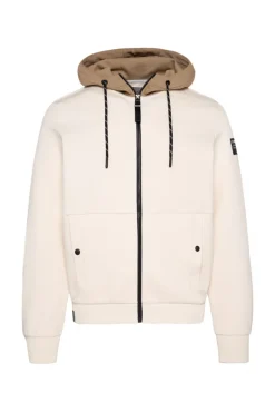 Outlet CAMP DAVID & SOCCX Sweatjacke aus Interlock mit Kapuze ecru