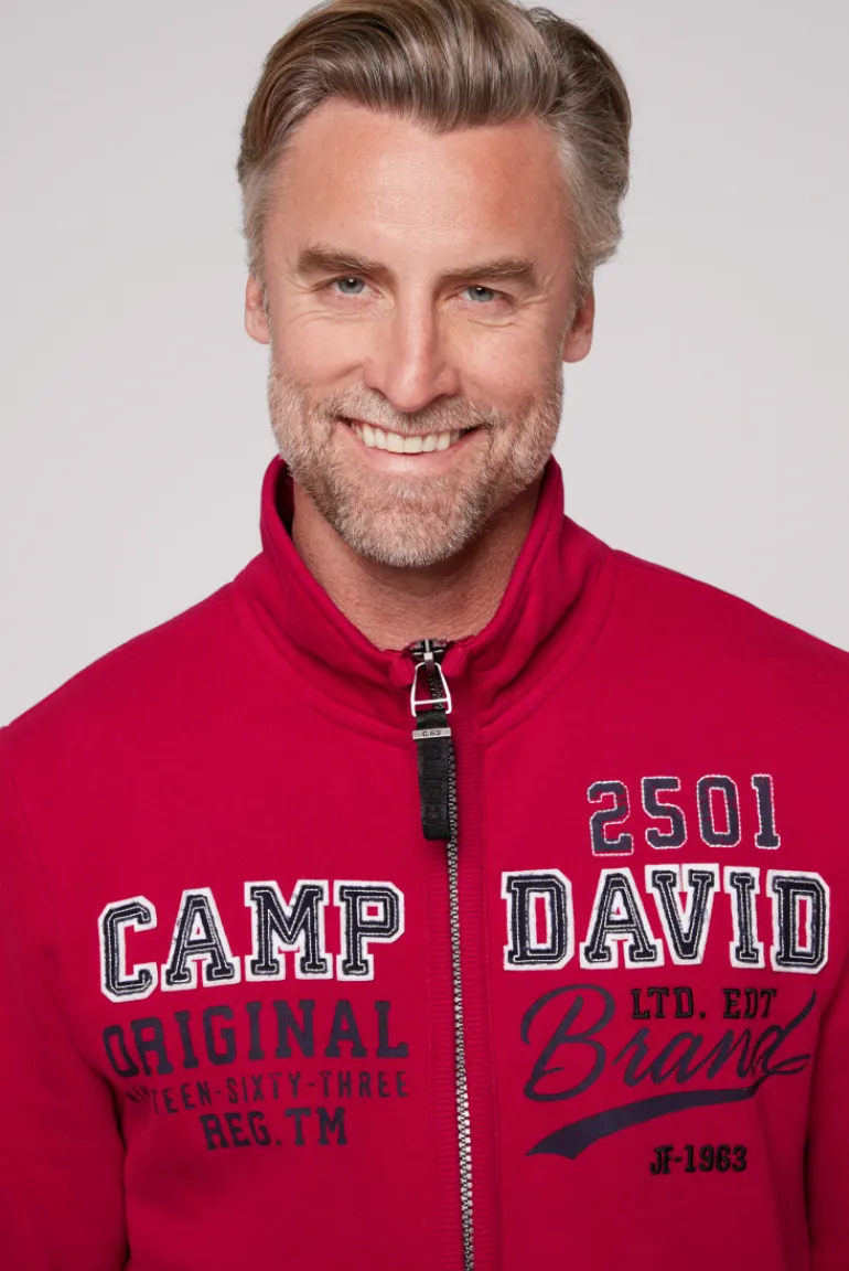 Cheap CAMP DAVID & SOCCX Sweatjacke mit Artwork im Retro-Style royal red royalred