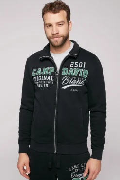 Fashion CAMP DAVID & SOCCX Sweatjacke mit Artwork im Retro-Style black
