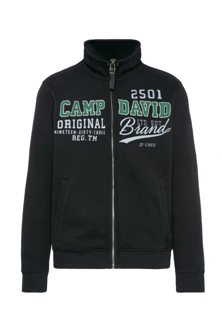 Fashion CAMP DAVID & SOCCX Sweatjacke mit Artwork im Retro-Style black