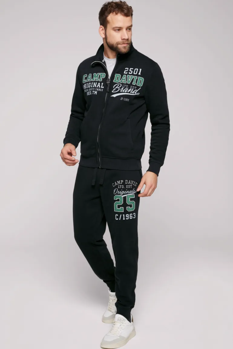 Fashion CAMP DAVID & SOCCX Sweatjacke mit Artwork im Retro-Style black