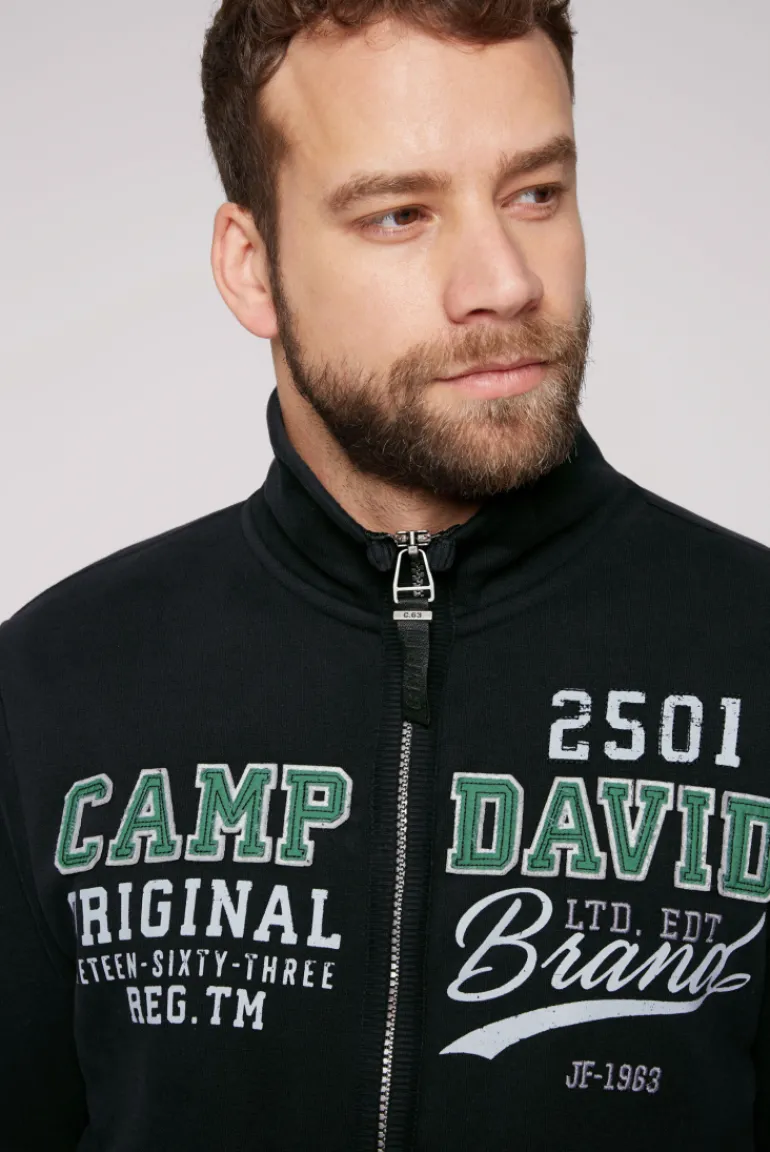 Fashion CAMP DAVID & SOCCX Sweatjacke mit Artwork im Retro-Style black