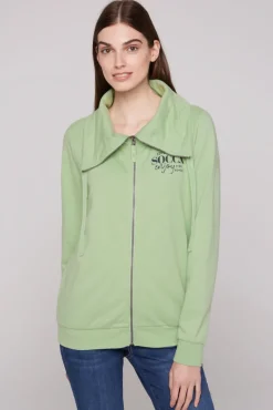 Best Sale CAMP DAVID & SOCCX Sweatjacke mit hohem Kragen und Rücken-Print light green lightgreen
