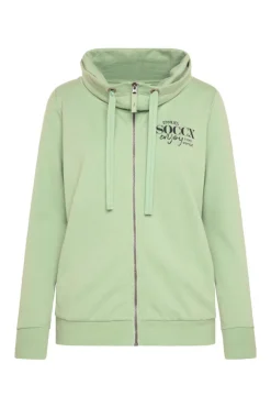 Best Sale CAMP DAVID & SOCCX Sweatjacke mit hohem Kragen und Rücken-Print light green lightgreen