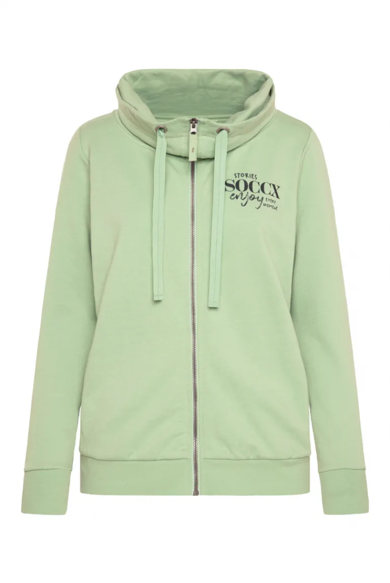 Best Sale CAMP DAVID & SOCCX Sweatjacke mit hohem Kragen und Rücken-Print light green lightgreen