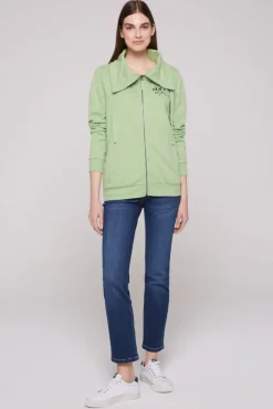 Best Sale CAMP DAVID & SOCCX Sweatjacke mit hohem Kragen und Rücken-Print light green lightgreen