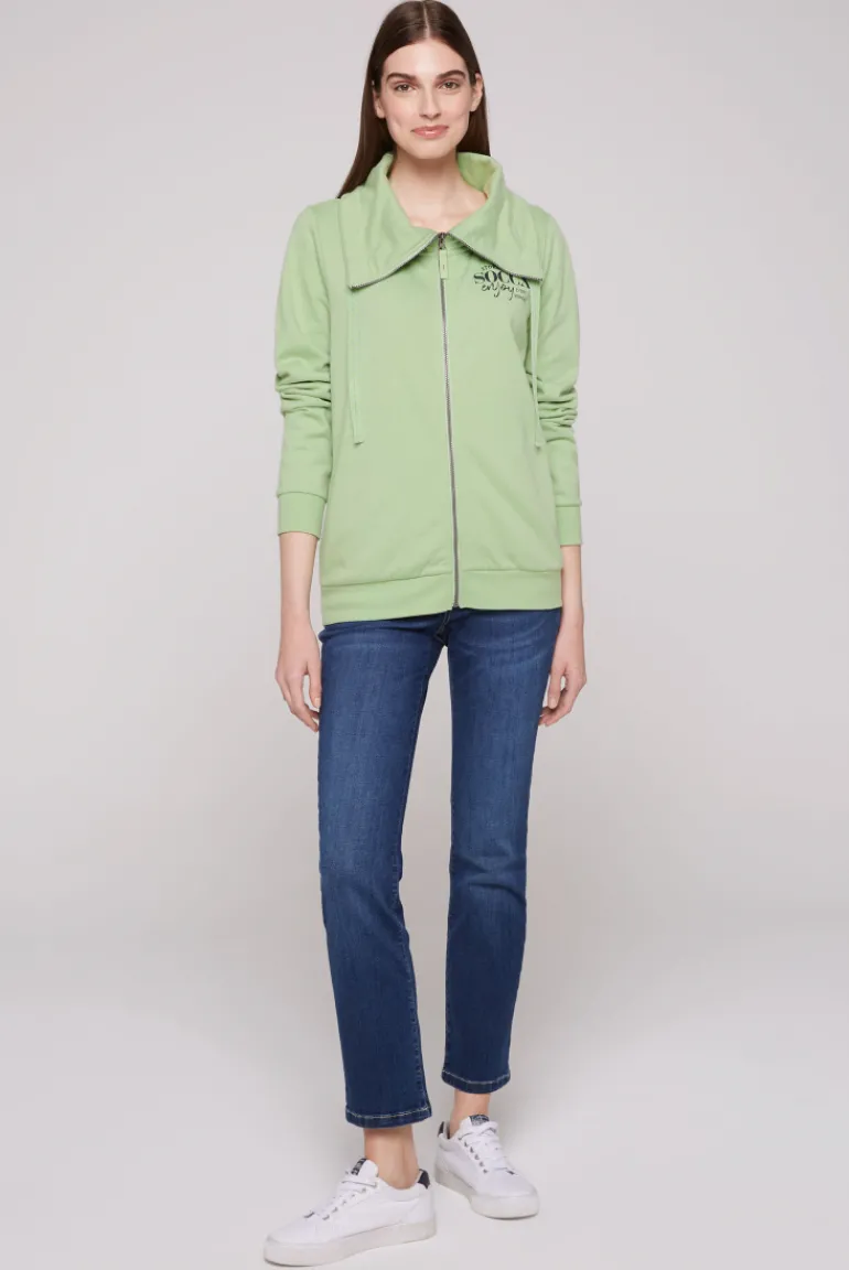 Best Sale CAMP DAVID & SOCCX Sweatjacke mit hohem Kragen und Rücken-Print light green lightgreen