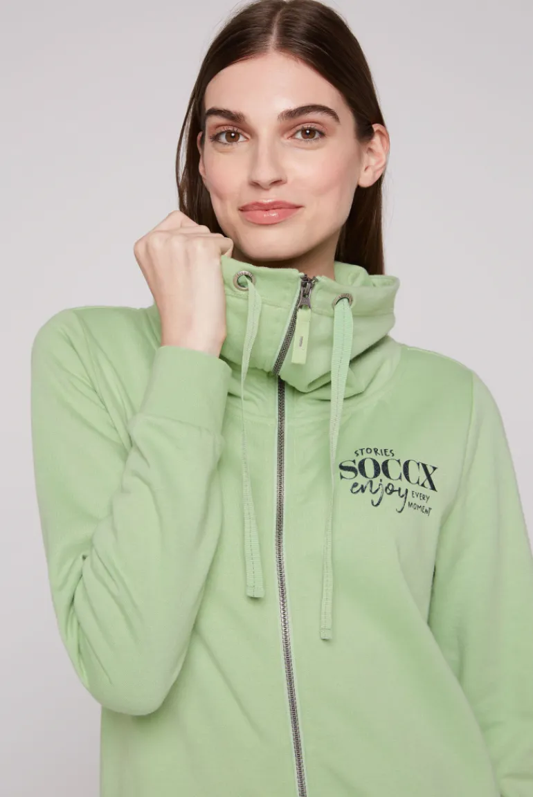 Best Sale CAMP DAVID & SOCCX Sweatjacke mit hohem Kragen und Rücken-Print light green lightgreen