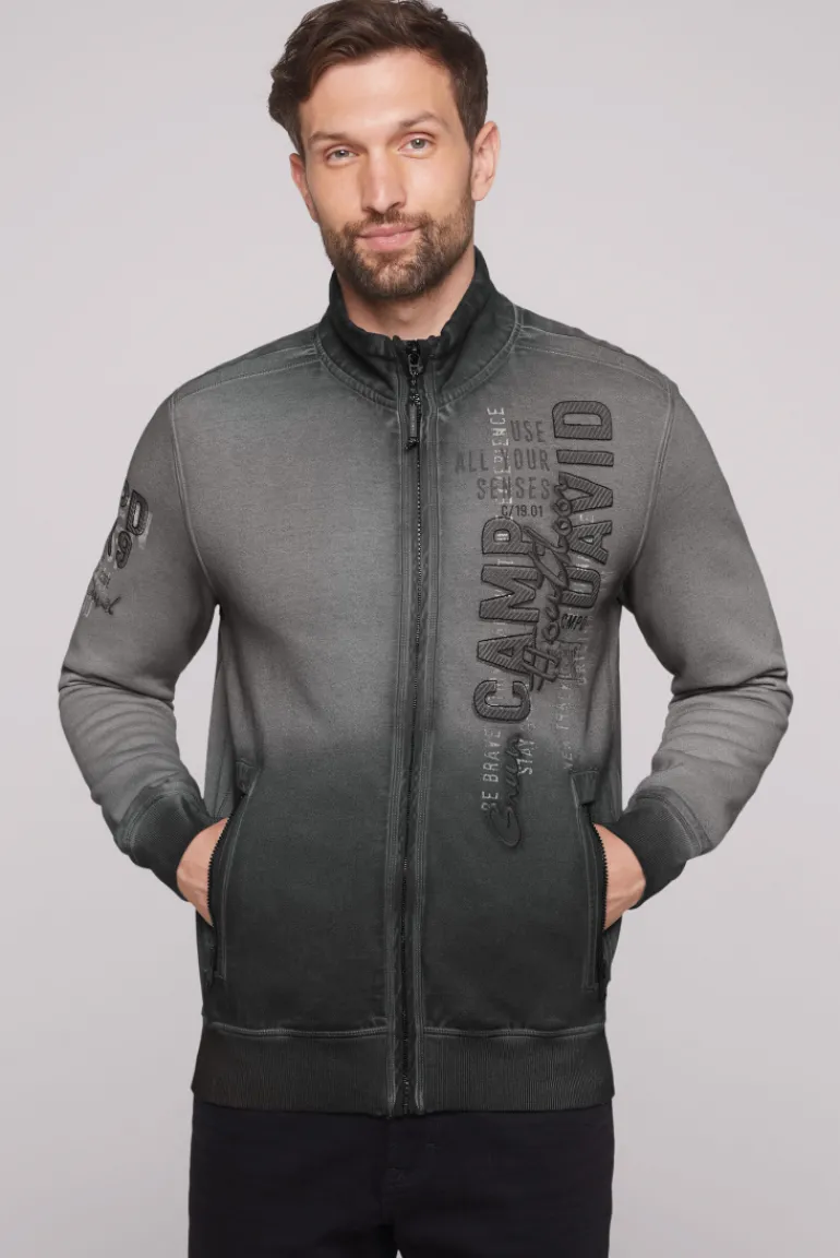 New CAMP DAVID & SOCCX Sweatjacke Oil Dyed mit Logo Artworks granite