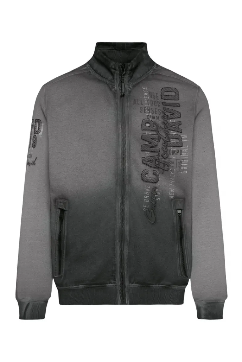 New CAMP DAVID & SOCCX Sweatjacke Oil Dyed mit Logo Artworks granite