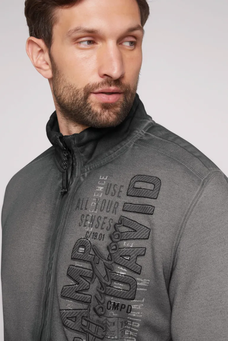 New CAMP DAVID & SOCCX Sweatjacke Oil Dyed mit Logo Artworks granite