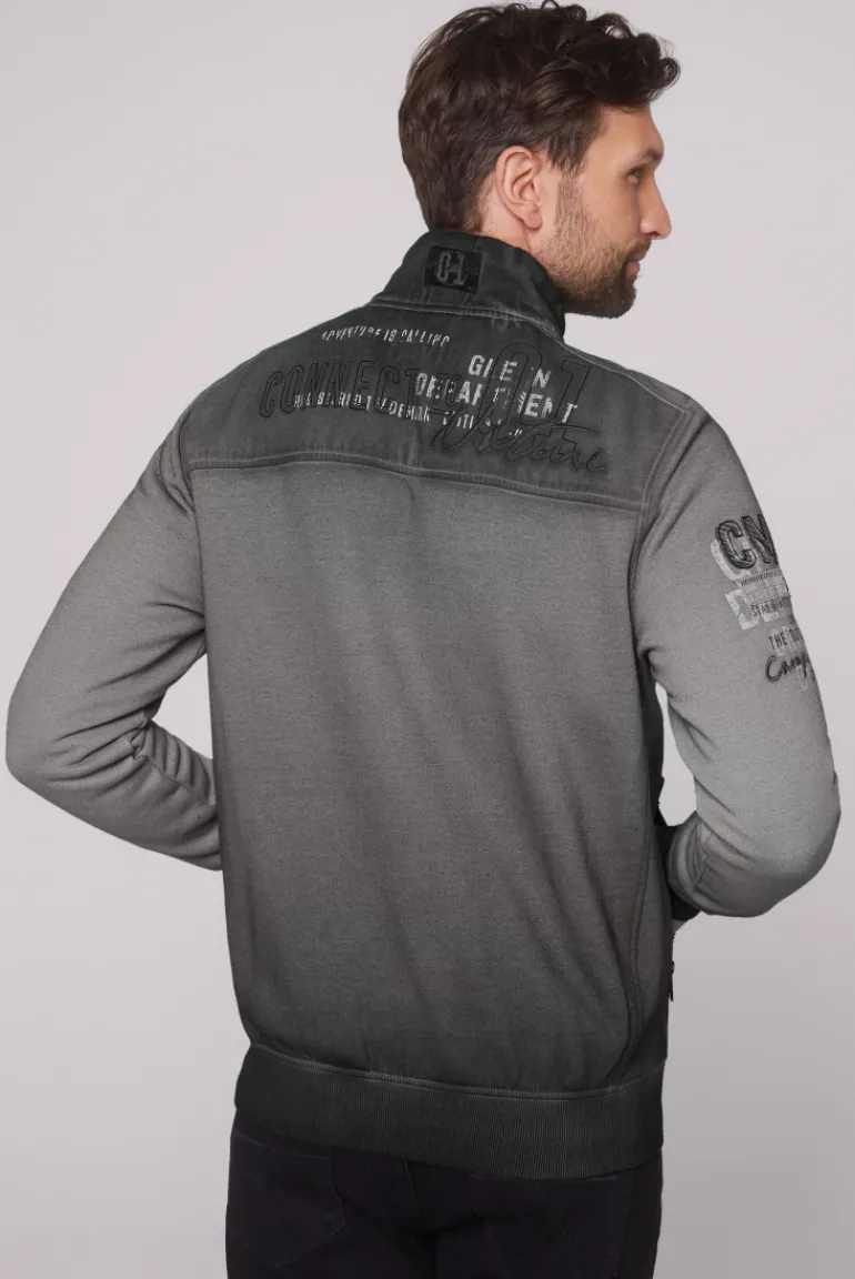 New CAMP DAVID & SOCCX Sweatjacke Oil Dyed mit Logo Artworks granite